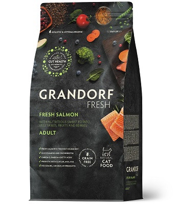 Grandorf Fresh Adult беззерновой корм с живыми пробиотиками для кошек Лосось