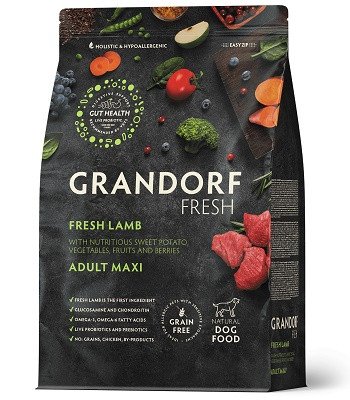 Grandorf Fresh Adult Maxi беззерновой корм с живыми пробиотиками для собак Ягненок SALE
