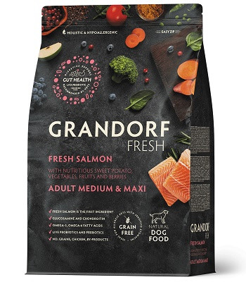 Grandorf Fresh Adult Medium&Maxi беззерновой корм с живыми пробиотиками для собак Лосось