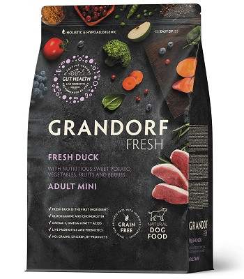 Grandorf Fresh Adult Mini беззерновой корм с живыми пробиотиками для собак Утка SALE