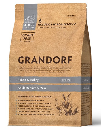Grandorf Adult Medium & Maxi Rabbit & Turkey сухой корм для взрослых собак средних и крупных пород