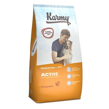 Karmy Active Medium&Maxi сухой корм для собак средних и крупных пород с индейкой