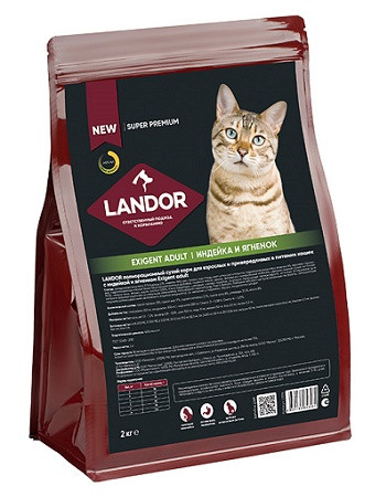 Landor Exigent Adult сухой корм для привередливых кошек с индейкой и ягненком