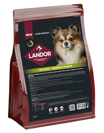 Landor Adult Mini сухой корм для собак мелких пород с индейкой и ягненком