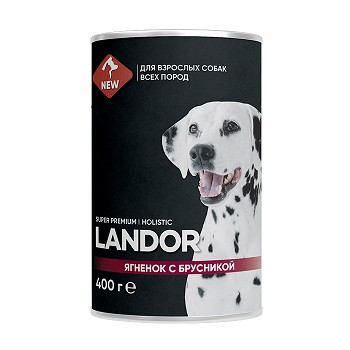 Landor консервы для взрослых собак Ягненок с брусникой