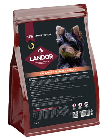 Landor Junior Mini сухой корм для щенков мелких пород с индейкой и лососем