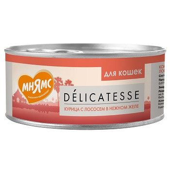 Мнямс Delicatesse консервы для взрослых кошек Курица с лососем