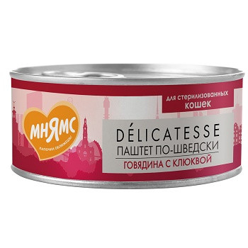 Мнямс Delicatesse консервы для стерилизованных кошек Паштет по-шведски