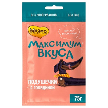 Мнямс Максимум вкуса лакомство для собак подушечки с говядиной