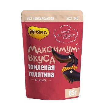 Мнямс Максимум вкуса пауч для собак томленая телятина в соусе