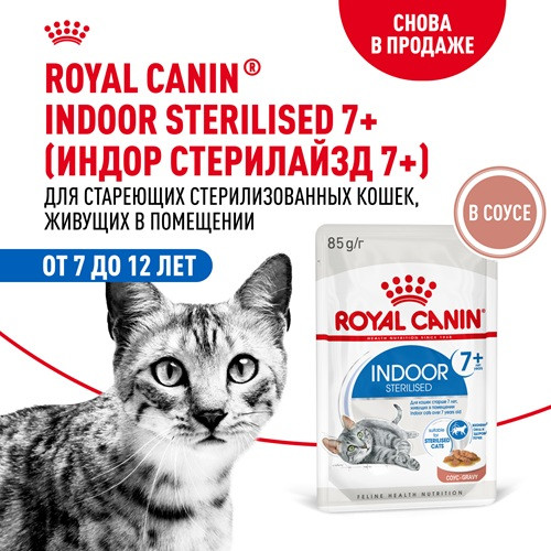 Royal Canin Indoor 7+ Sterilised влажный корм для кошек в соусе
