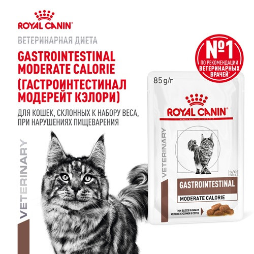 Royal Canin Gastrointestinal Moderate Calorie влажный корм для кошек при нарушениях пищеварения