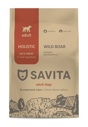 Savita сухой корм для взрослых собак с диким кабаном
