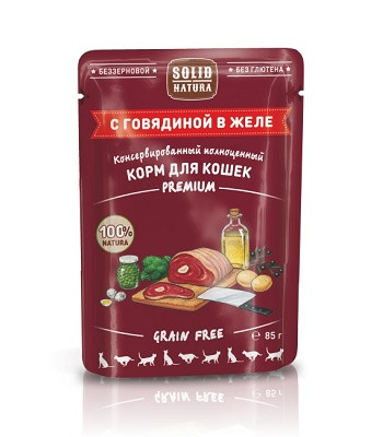 Solid Natura Premium пауч для кошек с говядиной
