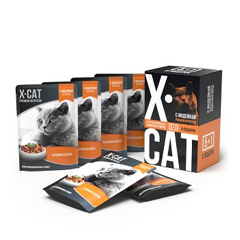 X-CAT набор паучей для стерилизованных кошек Индейка 5+1