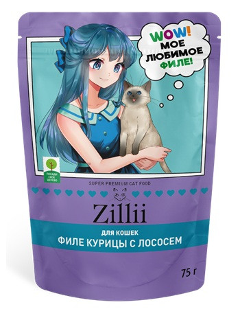 Zillii Adult влажный корм для кошек филе Курицы с лососем