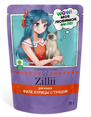 Zillii Adult влажный корм для кошек филе Курицы с тунцом