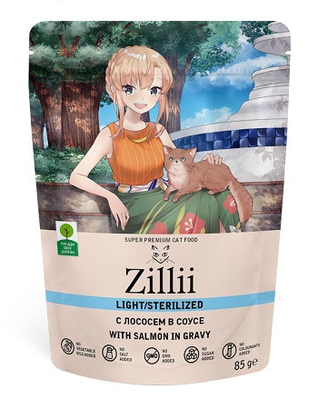 Zillii Light/Sterilized влажный корм для кошек Лосось в соусе