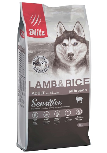 Blitz Sensitive Adult Lamb & Rice сухой корм для взрослых собак всех пород с ягненком