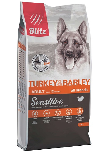 Blitz Sensitive Adult Turkey & Barley сухой корм для взрослых собак всех пород с индейкой
