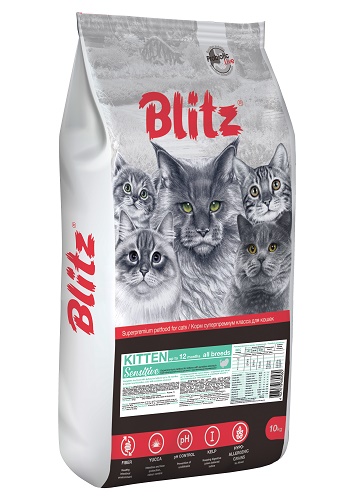 Blitz Sensitive Kitten сухой корм для котят с индейкой