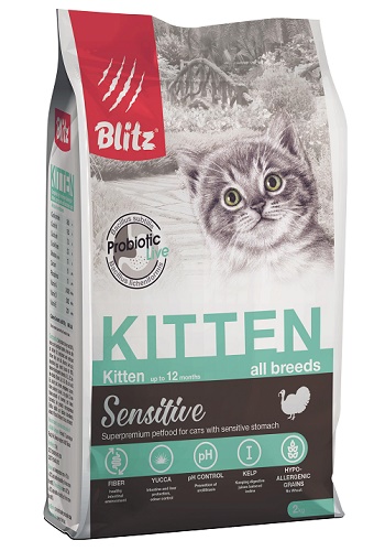 Blitz Sensitive Kitten сухой корм для котят с индейкой SALE