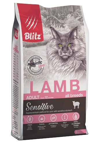 Blitz Sensitive Adult Lamb сухой корм для кошек с ягненком