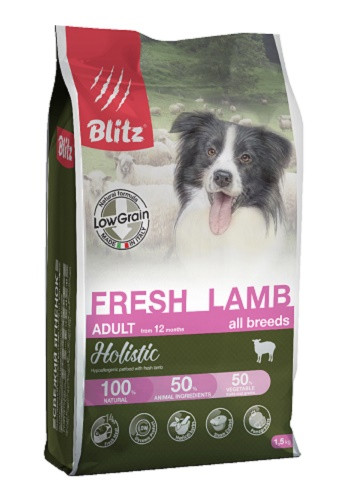 Blitz Holistic Fresh Lamb низкозерновой сухой корм для собак всех пород с ягненком