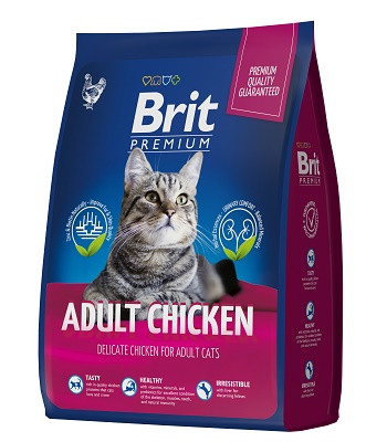 Brit Premium Adult сухой корм для взрослых кошек с курицей (Россия) АКЦИЯ 2 кг + 500 г
