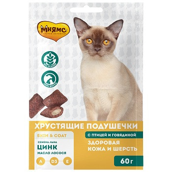 Мнямс лакомства для кошек Здоровая кожа и шерсть