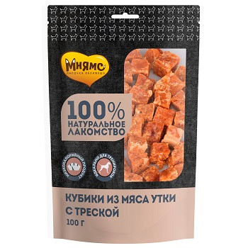 Мнямс лакомства для собак Кубики из утки с треской