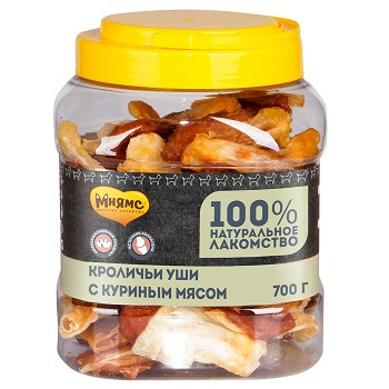 Мнямс лакомства для собак Кроличьи уши с курицей