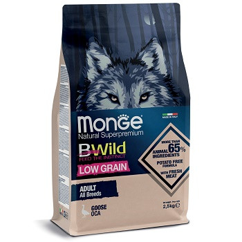 Monge BWild Low Grain Adult корм для собак всех пород с гусем