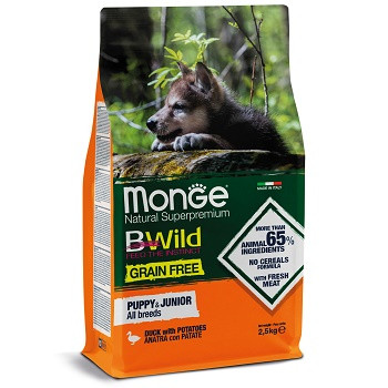 Monge BWild Grain Free Puppy&Junior беззерновой корм для щенков с уткой
