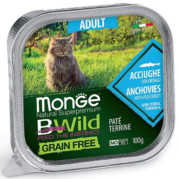 Monge BWild Adult консервы для кошек с анчоусами и овощами