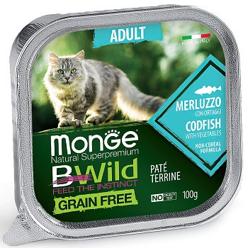 Monge BWild Adult консервы для кошек с треской и овощами