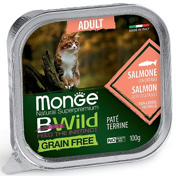 Monge BWild Adult консервы для кошек с лососем и овощами