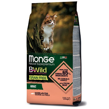 Monge BWild Grain Free Adult сухой корм для взрослых кошек с лососем
