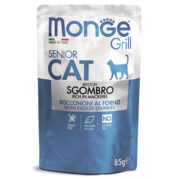 Monge Cat Grill паучи для пожилых кошек с макрелью