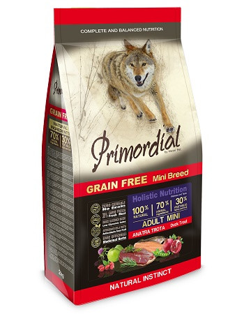 Primordial GF Adult Mini беззерновой сухой корм для собак мелких пород с уткой и форелью