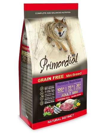 Primordial GF Adult Mini беззерновой сухой корм для собак мелких пород с сардиной и гусем