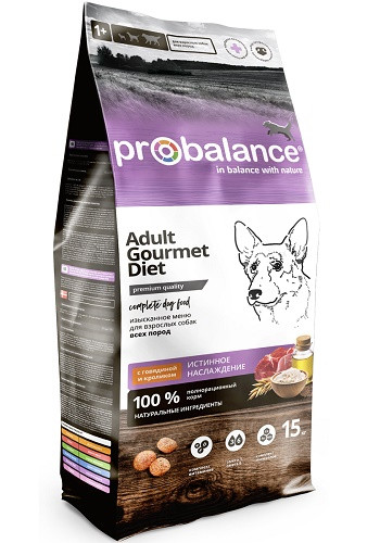 ProBalance Gourmet Diet Adult сухой корм для взрослых собак с говядиной и кроликом