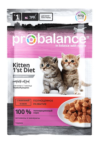 ProBalance Kitten 1st Diet влажный корм для котят с телятиной в желе 85 г