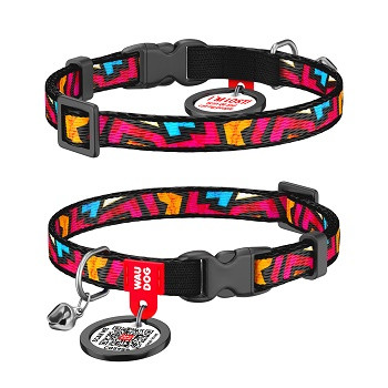 Waudog Nylon ошейник нейлоновый с QR-паспортом для кошек Граффити (XS, 10 мм)