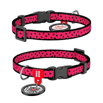 Waudog Nylon ошейник нейлоновый с QR-паспортом Арбуз (XS, 10 мм) (пласт. фастекс)