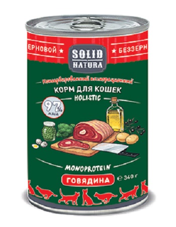 Solid Natura Holistic консервы для кошек с говядиной