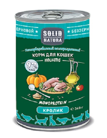 Solid Natura Holistic консервы для кошек с кроликом SALE