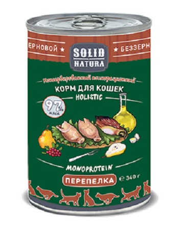 Solid Natura Holistic консервы для кошек с перепелкой