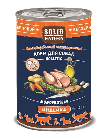 Solid Natura Holistic консервы для собак с индейкой