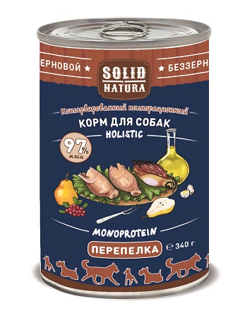 Solid Natura Holistic консервы для собак с перепелкой